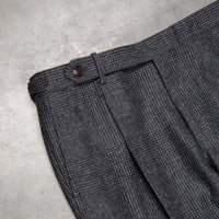 Rota Pantaloni High Rise Regular Fit Flannel Prince Of Wales Grigio Scuro