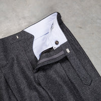 Rota Pantaloni High Rise Regular Fit Flannel Prince Of Wales Grigio Scuro