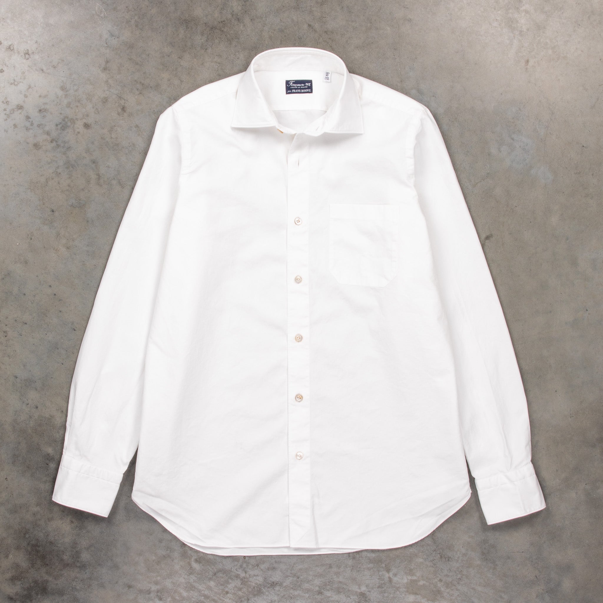 Tシャツ・カットソー Finamore SS25 'Gaeta' shirt (C0649 06) Finamore Gaeta shirt Sergio Collar Dark Blue Chambray