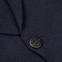 Drumohr Knitted Jacket Merino Wool Navy Blu