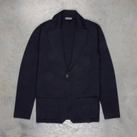Drumohr Knitted Jacket Merino Wool Navy Blu