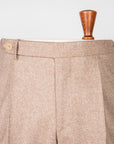 Rota Pantaloni High Rise Regular Fit Flannel Herringbone Beige Chiaro