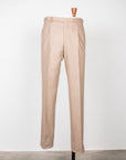 Rota Pantaloni High Rise Regular Fit Flannel Herringbone Beige Chiaro