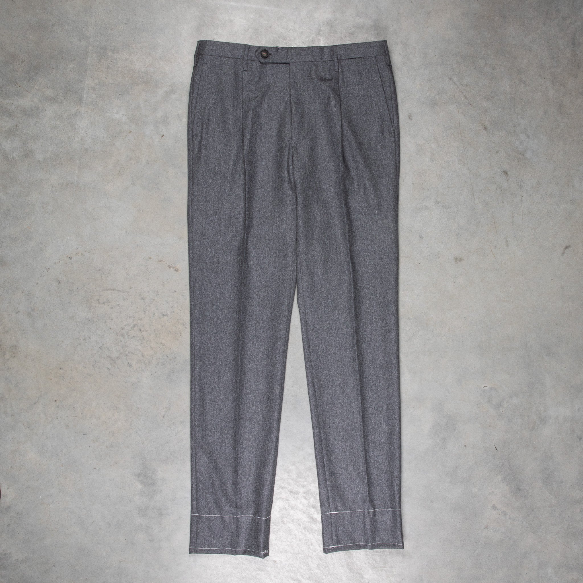 【極美品】ROTA PANTALONIチャコールグレーフランネルスラックス44 Rota Pantaloni High Rise Regular Fit Lightweight Flannel Grigio