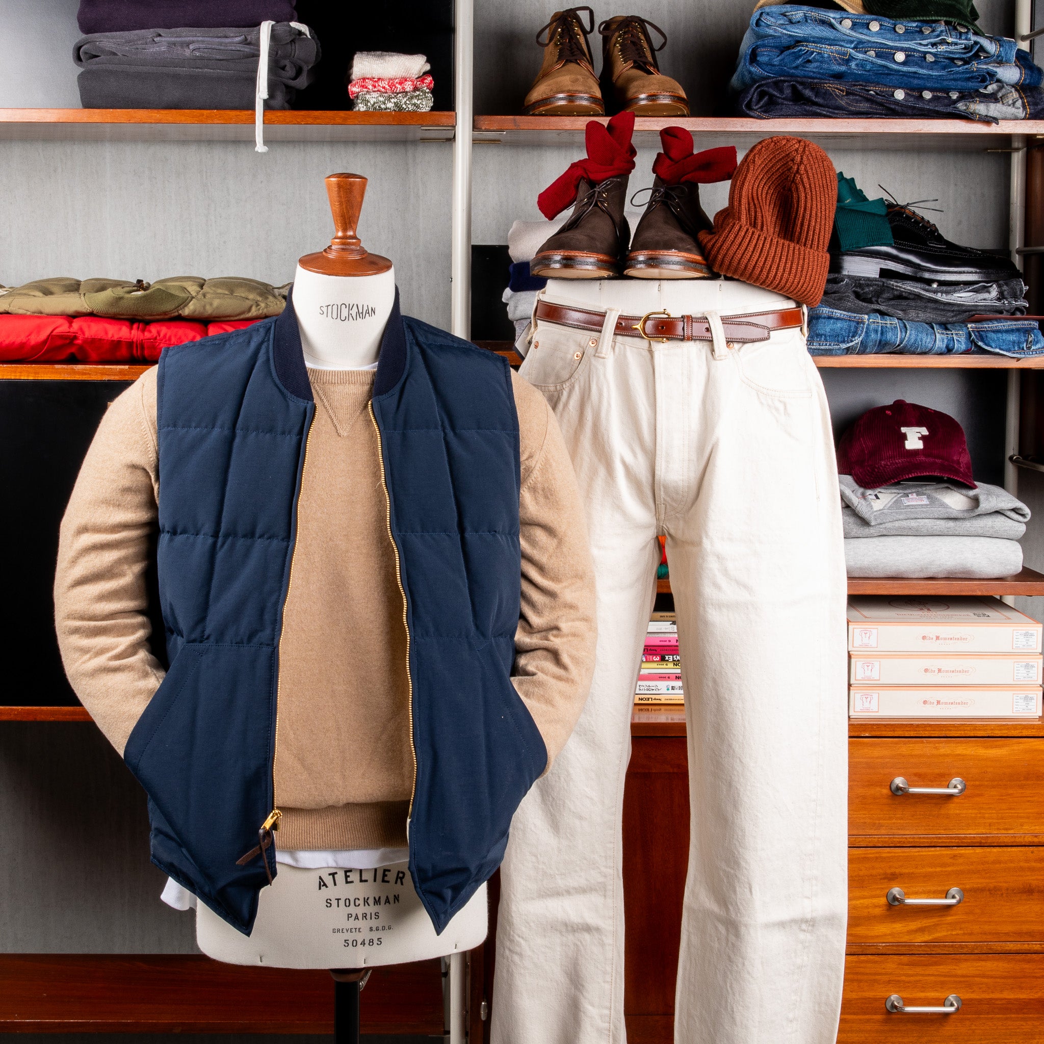 The Real McCoy's Cotton Nylon Down Vest Navy – Frans Boone Store