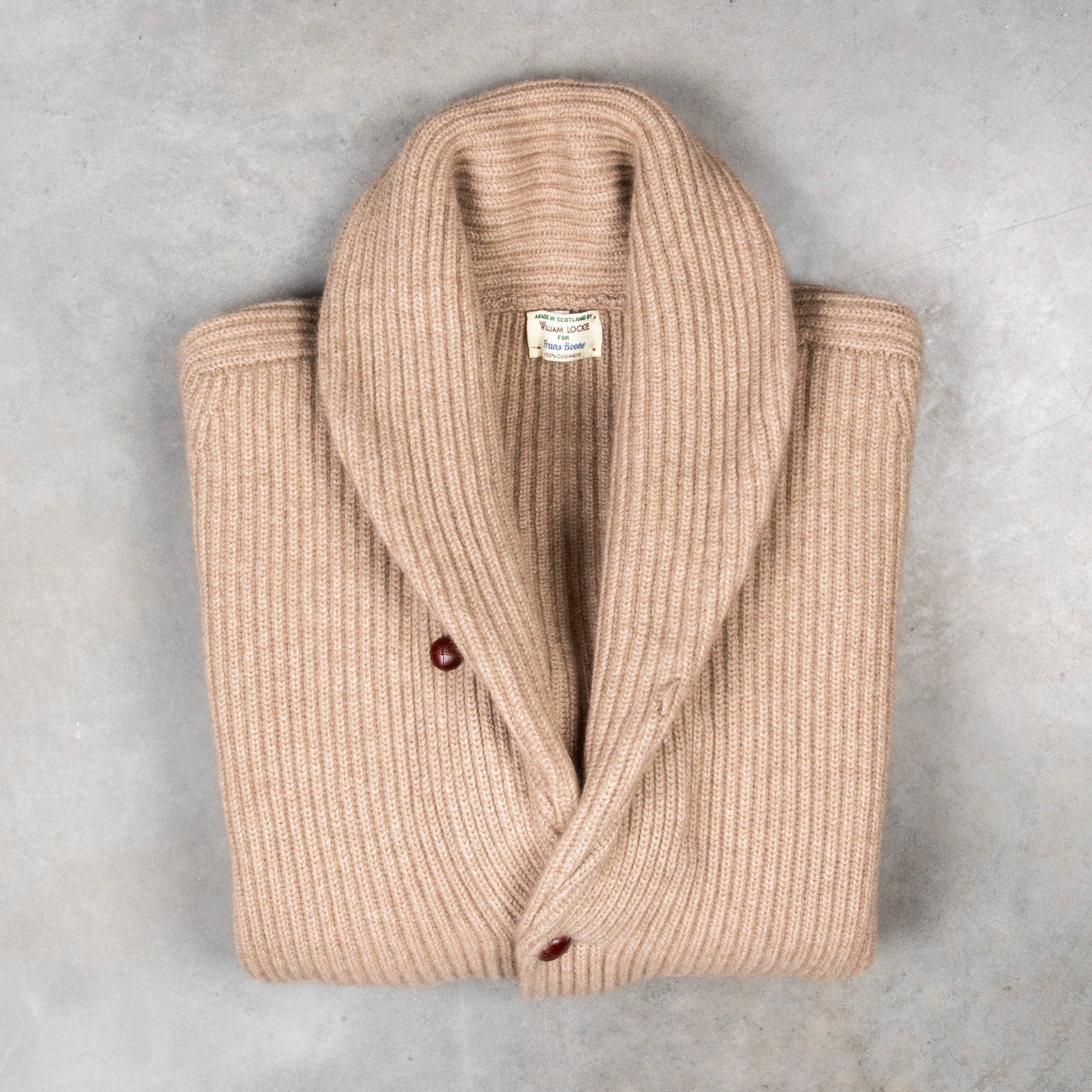 William Lockie Windsor Cashmere Shawl Cardigan Dark Natural