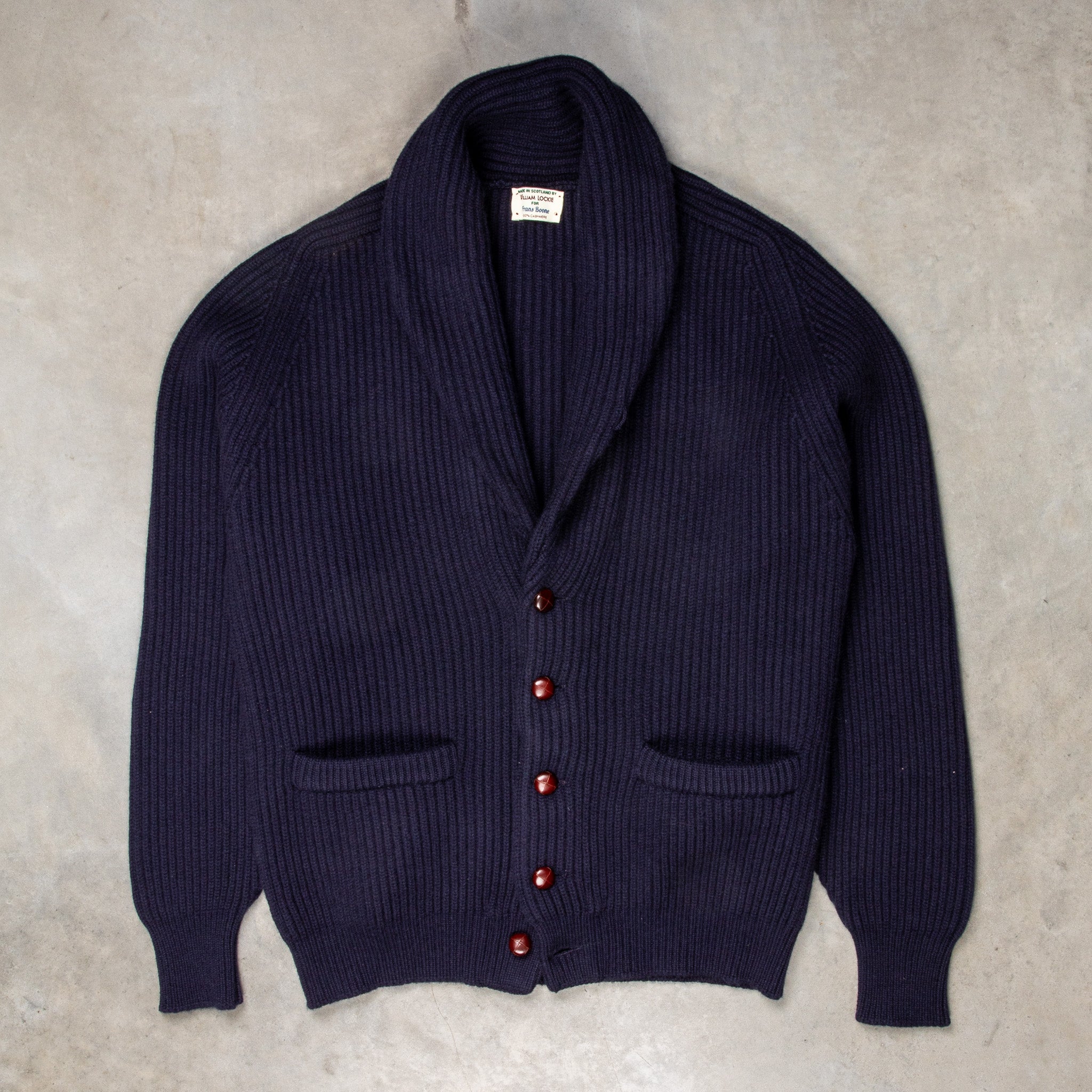 William Lockie Windsor Cashmere Shawl Cardigan Dark Navy