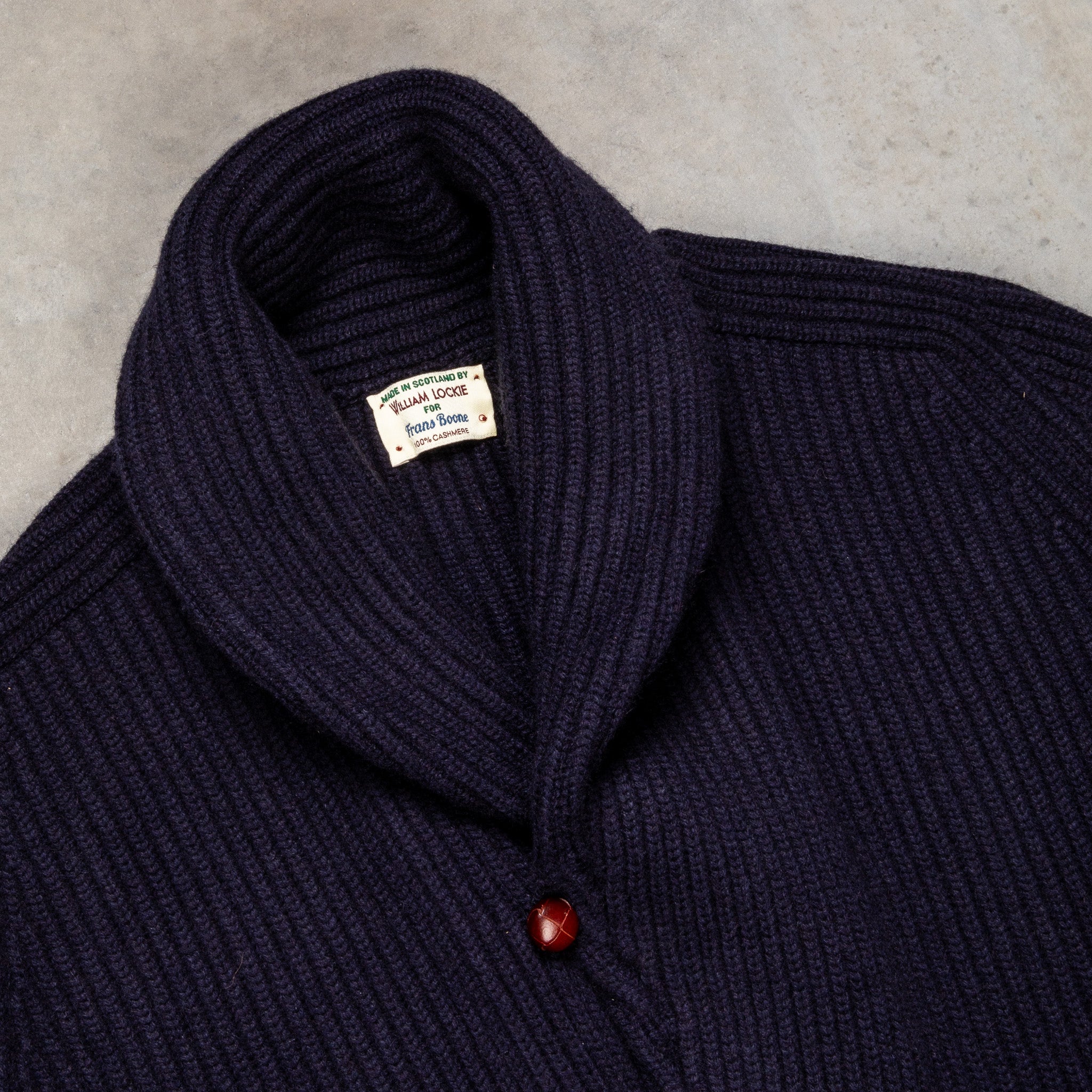 William Lockie Windsor Cashmere Shawl Cardigan Dark Navy