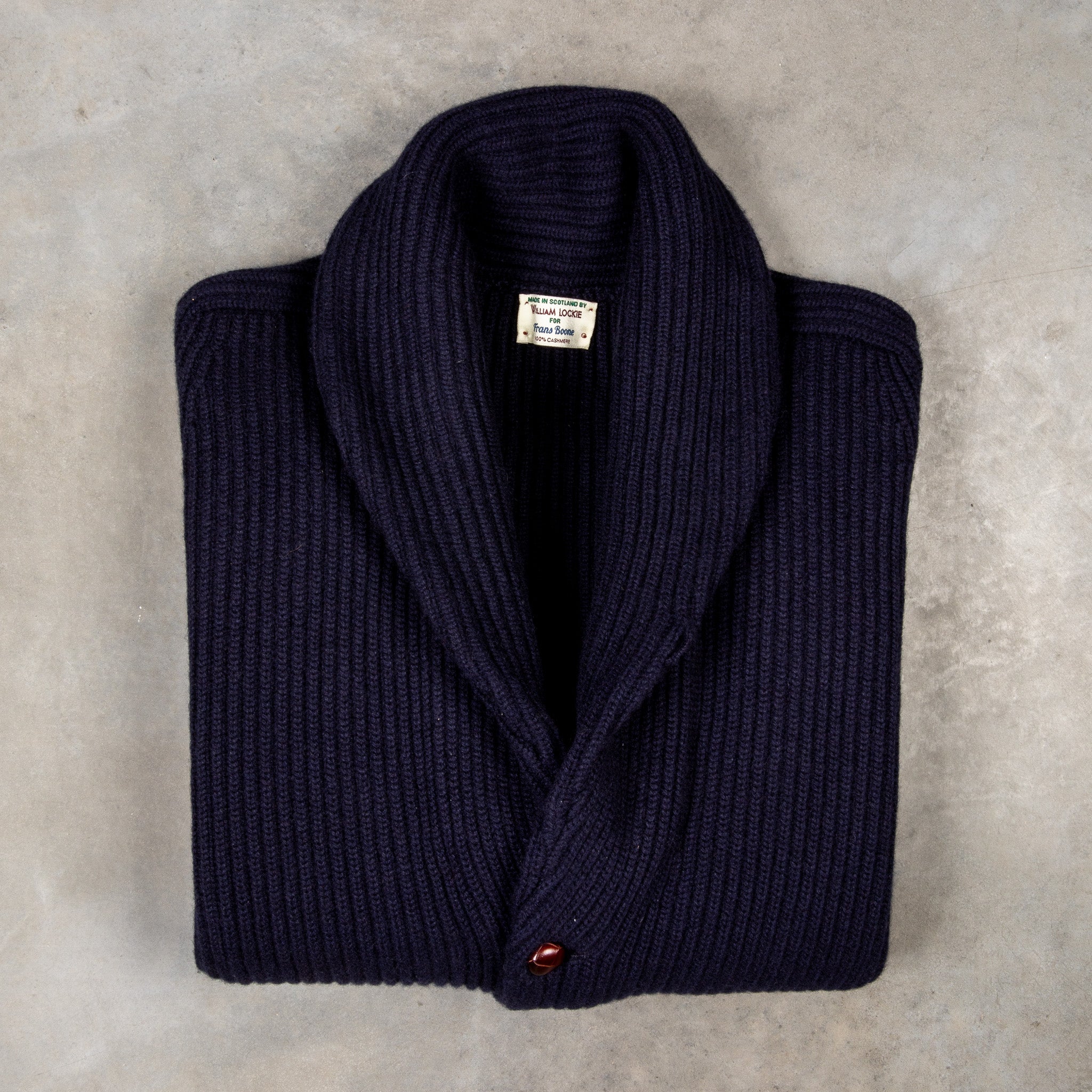 William Lockie Windsor Cashmere Shawl Cardigan Dark Navy