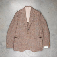 De Petrillo Posillipo Shetland Tweed Jacket Prince Of Wales Beige