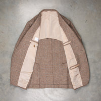 De Petrillo Posillipo Shetland Tweed Jacket Prince Of Wales Beige