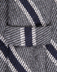 Finamore Anversa Tie Untipped Basket Weave Stripe Grey Navy