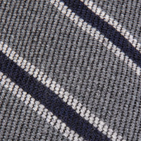 Finamore Anversa Tie Untipped Basket Weave Stripe Grey Navy
