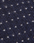 Finamore Anversa Tie Untipped Jacquard Polka Dot Navy