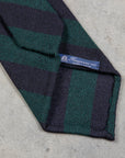 Finamore Anversa Tie Untipped Loose Weave Striped Navy Green