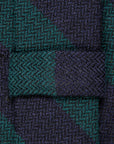 Finamore Anversa Tie Untipped Loose Weave Striped Navy Green