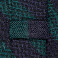 Finamore Anversa Tie Untipped Loose Weave Striped Navy Green
