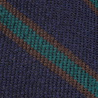 Finamore Anversa Tie Untipped Basket Weave Stripe Navy Green
