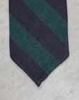 Finamore Anversa Tie Untipped Loose Weave Striped Navy Green