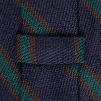 Finamore Anversa Tie Untipped Basket Weave Stripe Navy Green