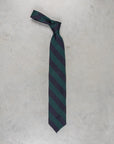 Finamore Anversa Tie Untipped Loose Weave Striped Navy Green