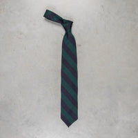 Finamore Anversa Tie Untipped Loose Weave Striped Navy Green