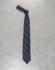 Finamore Anversa Tie Untipped Basket Weave Stripe Navy Green