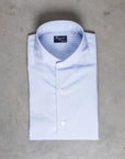 Finamore "Traveller" shirt Milano fit collar eduardo light blue stripe