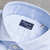 Finamore 'Traveller' shirt Napoli fit Collar Eduardo Alumo light Blue stripe poplin