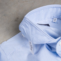 Finamore 'Traveller' shirt Napoli fit Collar Eduardo Alumo light Blue stripe poplin