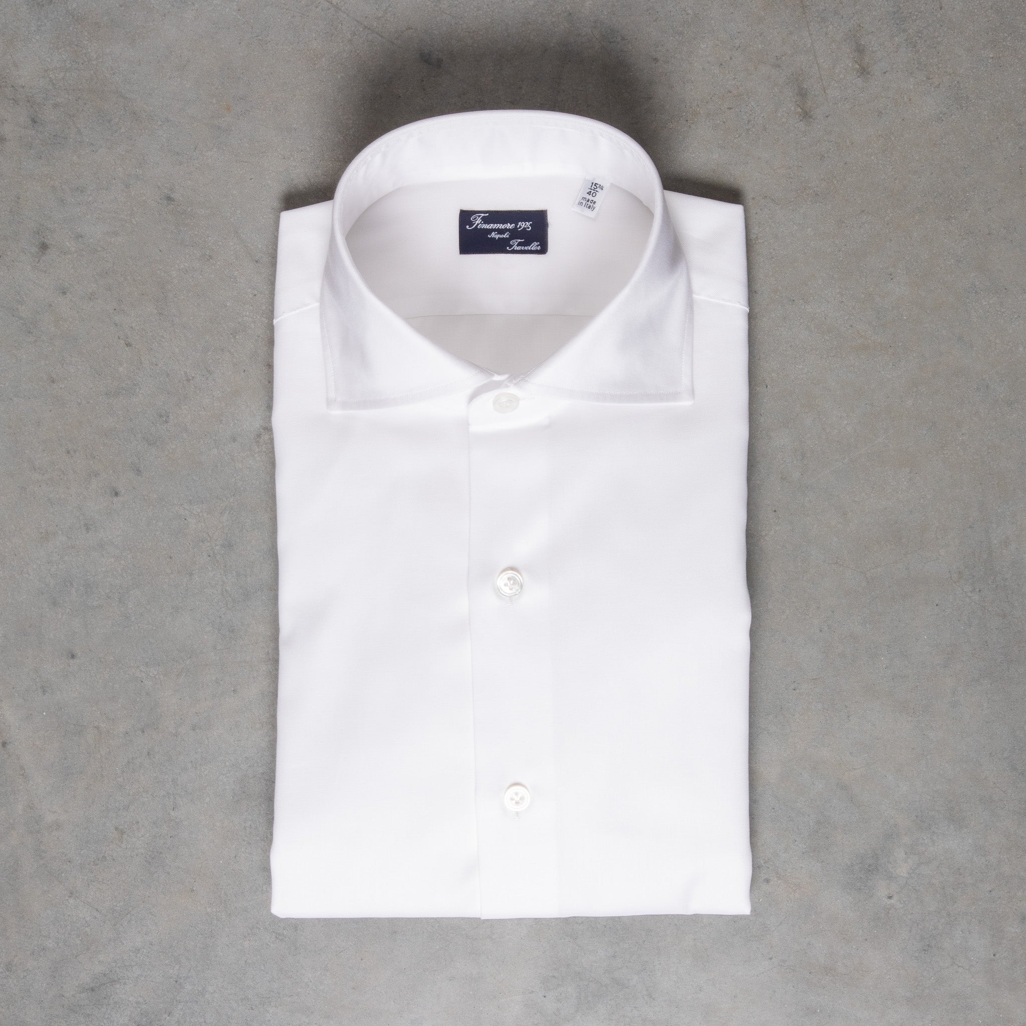 Finamore 'Traveller' Shirt Napoli Fit Collar Eduardo White