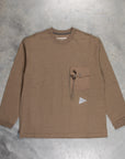 And Wander Heavy Cotton Pocket LS T-Shirt D. Beige