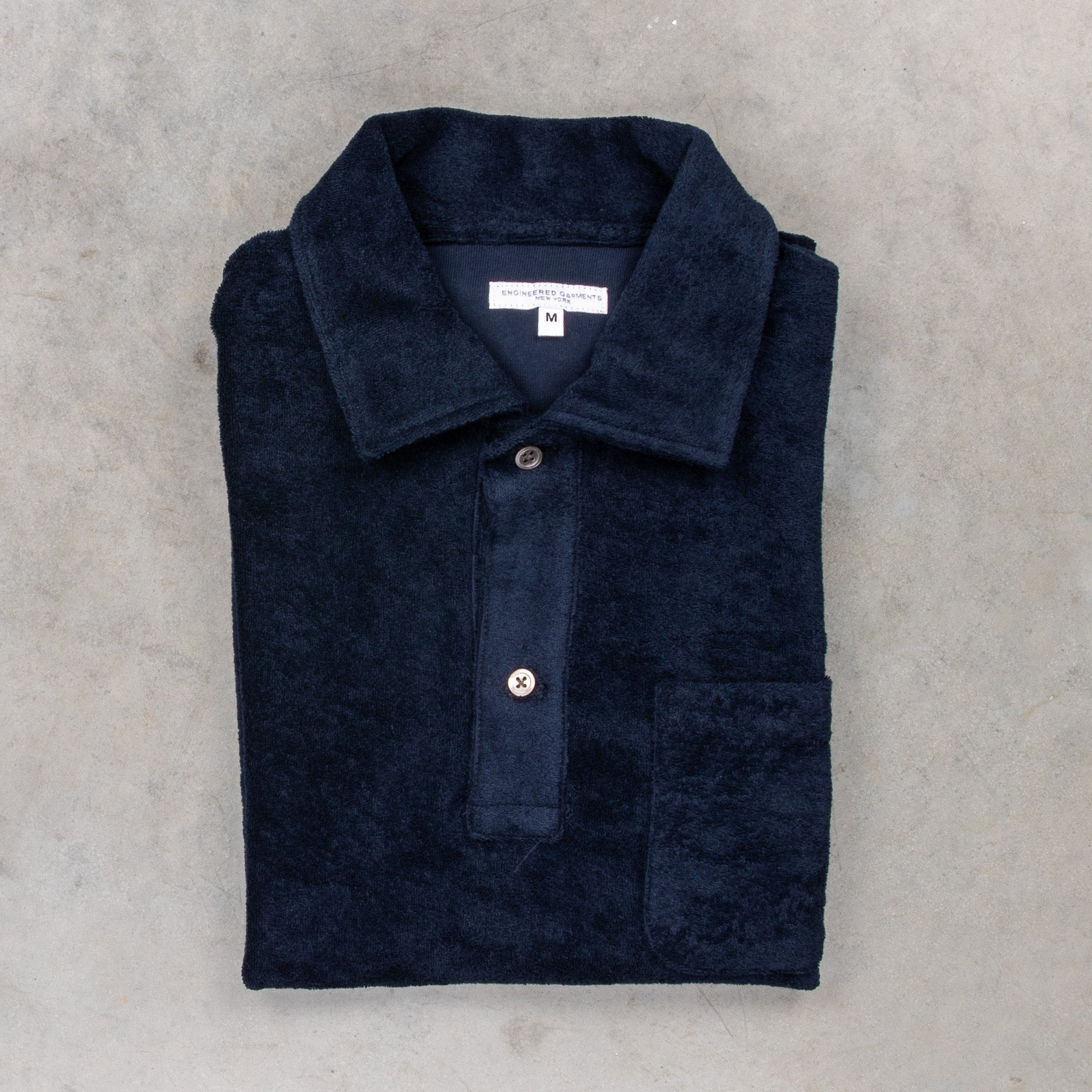 Engineered Garments Polo CP Velour Navy – Frans Boone Store