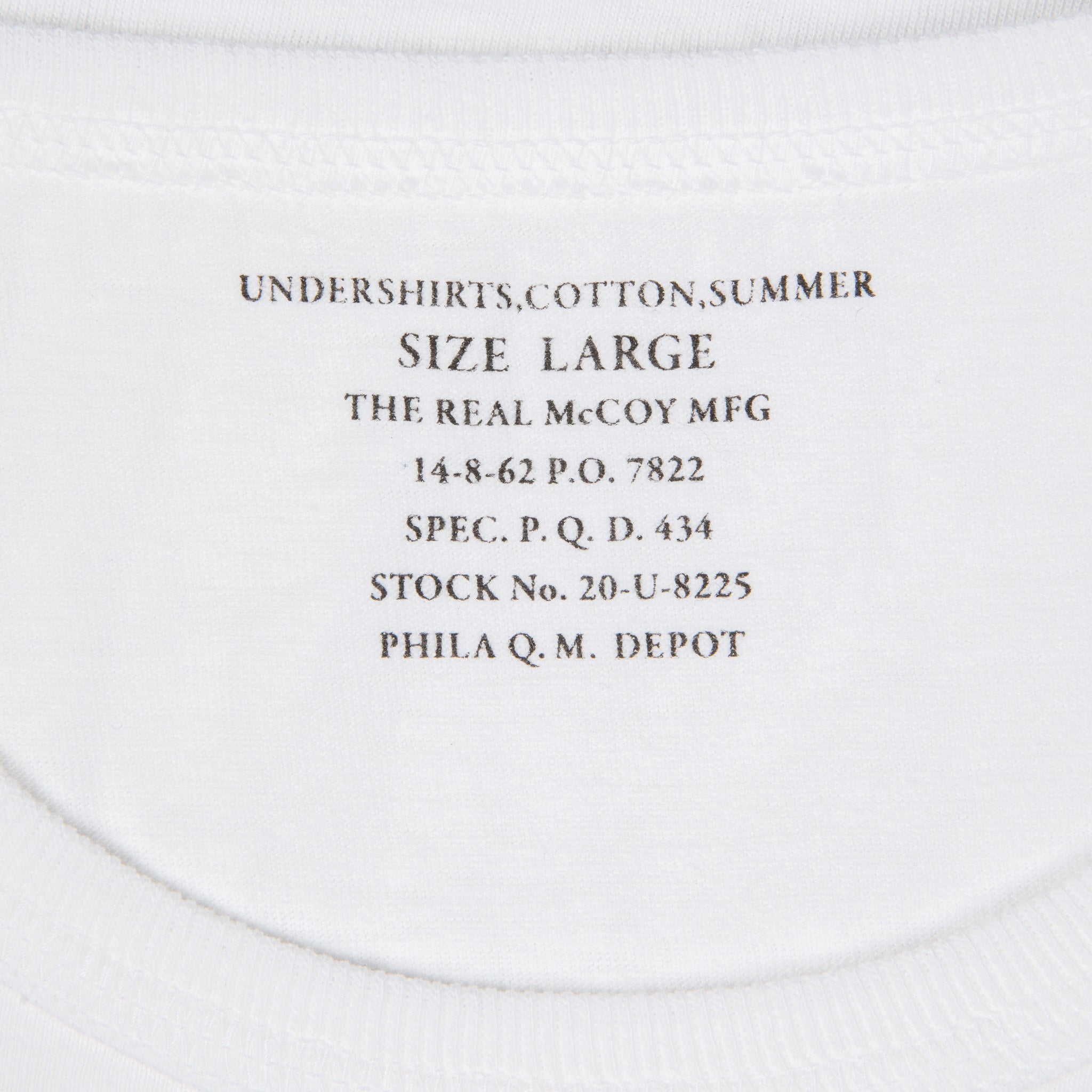 The Real McCoy&#39;s Undershirts Summer Cotton White