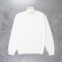 Drumohr Luxury 30G Cashmere Roll Neck Bianco Garza