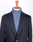 De Petrillo Benny Wool and Cashmere Jersey Jacket Blu Notte