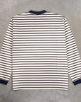 And Wander Stripe Pocket LS tee Off White