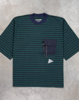 And Wander Stripe Pocket H/S Tee Green