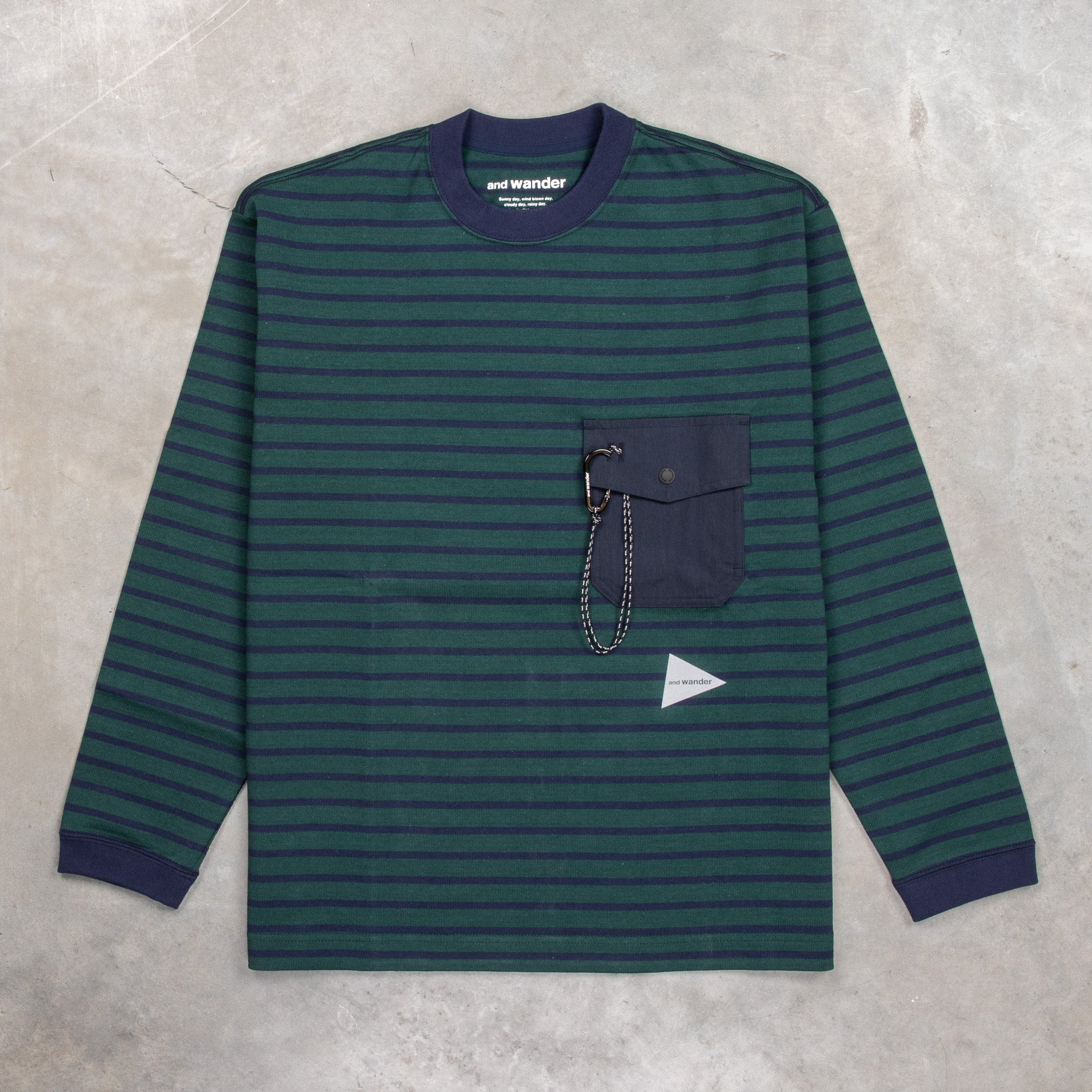 And Wander Stripe Pocket LS Tee Green – Frans Boone Store