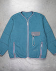 And Wander Wool Fleece Cardigan Blue Gray