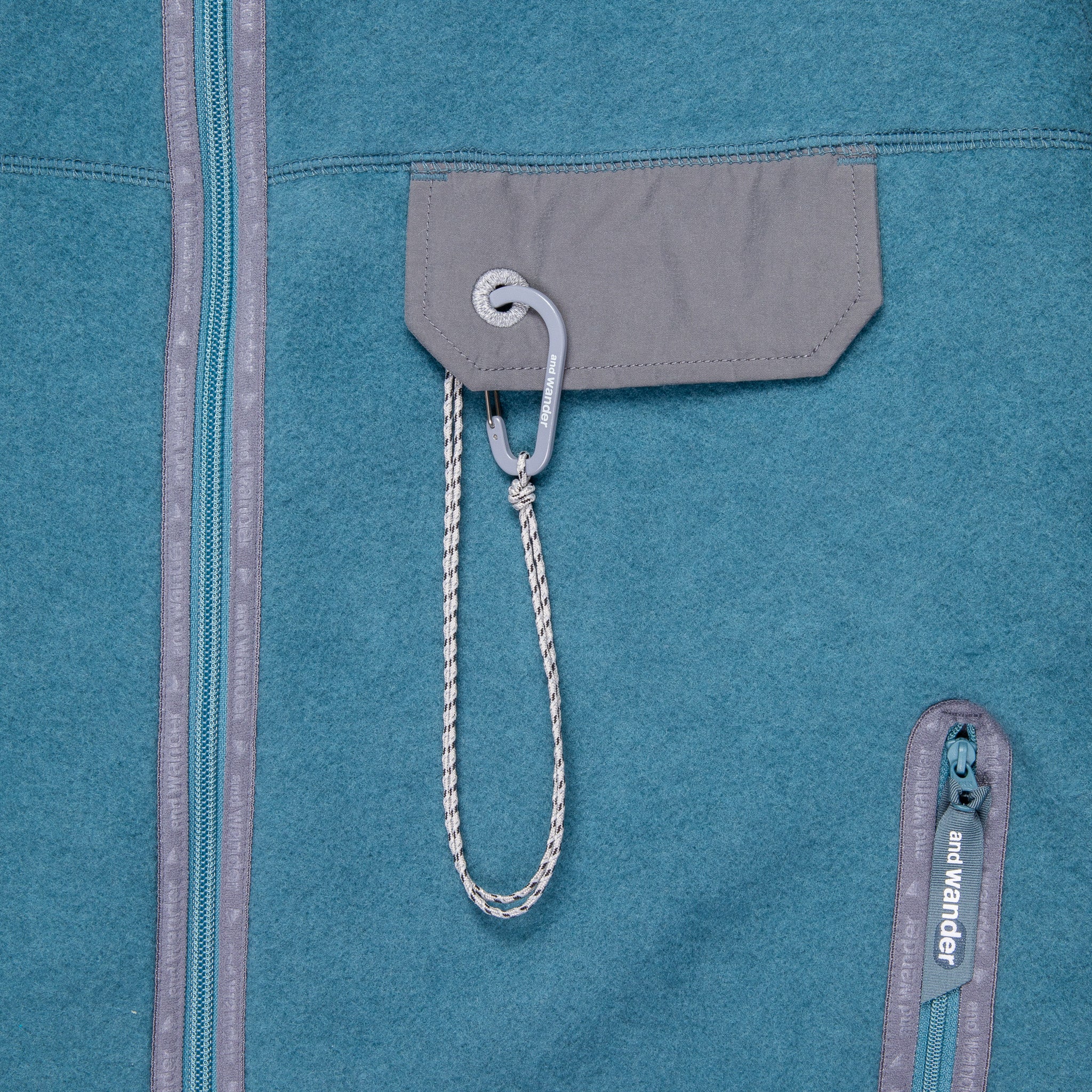 And Wander Wool Fleece Cardigan Blue Gray