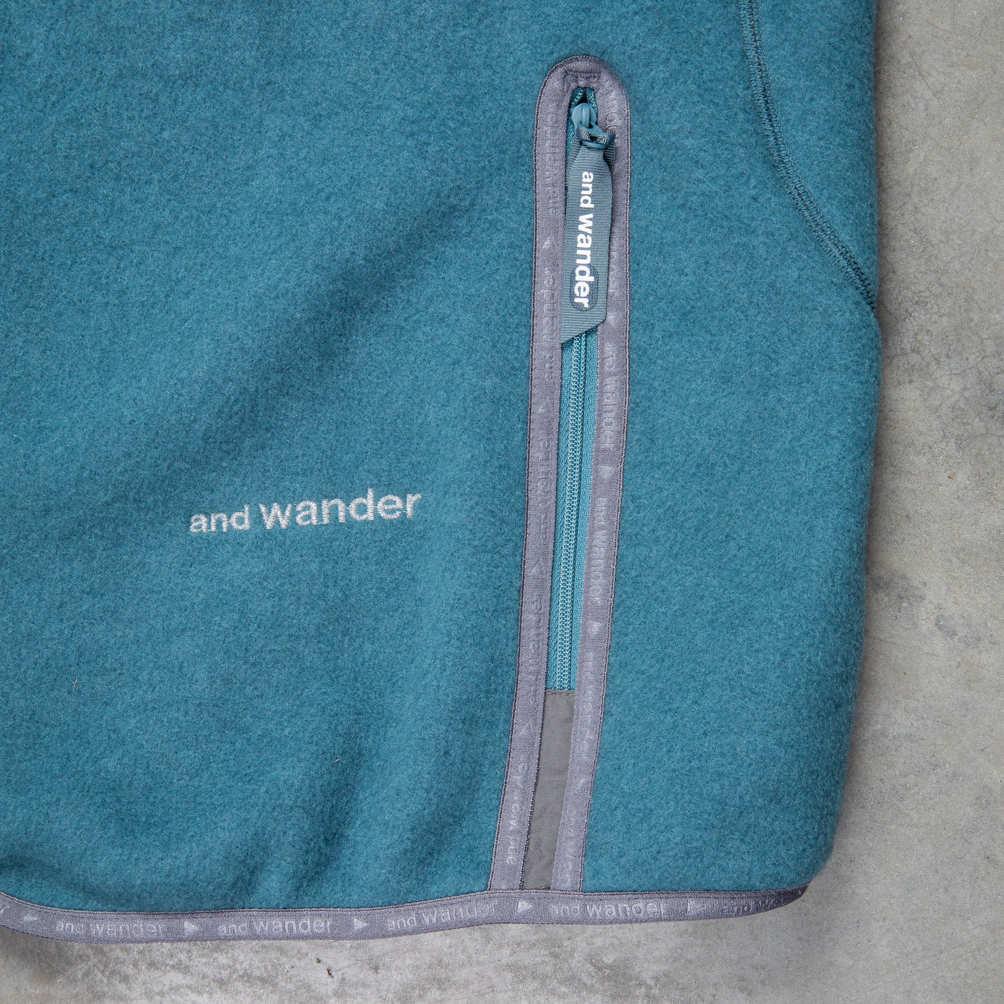 And Wander Wool Fleece Cardigan Blue Gray