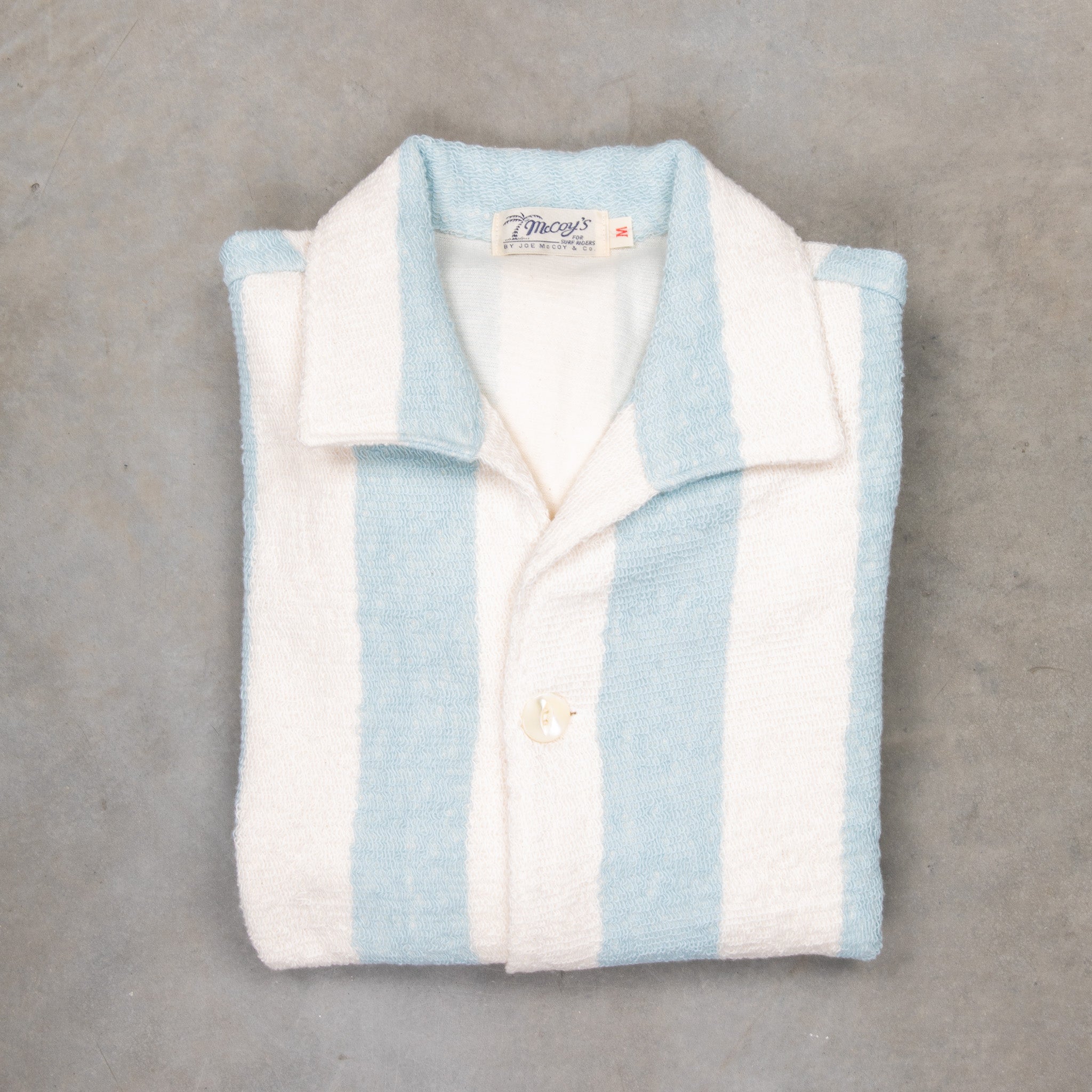 The Real McCoy&#39;s Cotton Pile Beach Shirt Light Blue Stripe