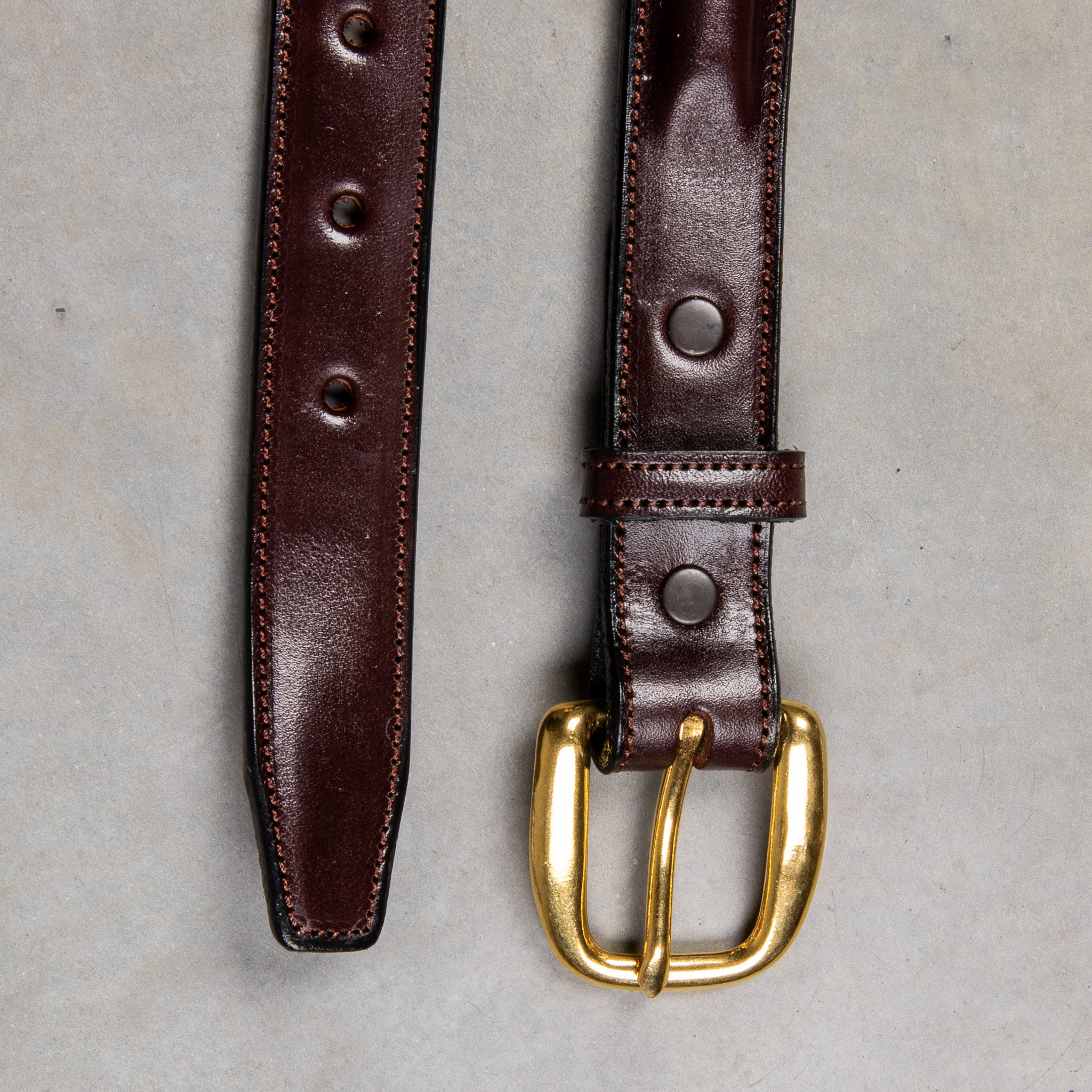 Tory Leather Classic Bridle Leather Belt 1″ Brass Buckle Havana