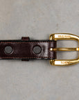 Tory Leather Classic Bridle Leather Belt 1″ Brass Buckle Havana