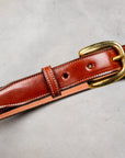 Tory Leather Classic Bridle Leather Belt 1″ Brass Buckle Oakbark