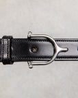 Tory Leather Spur Bridle Leather Belt 1″ Nickle Buckle Black