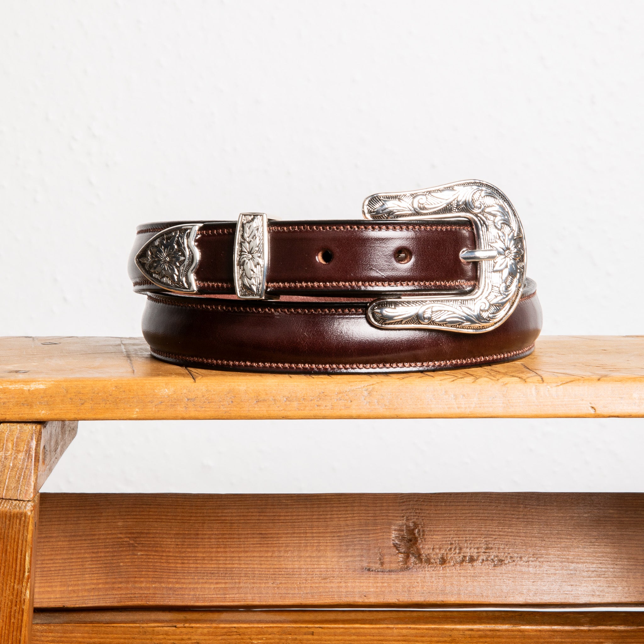 Tory Leather x Frans Boone Western Bridle Leather Belt 1″ Havana