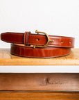 Tory Leather Spur Bridle Leather Belt 1″ Brass Buckle Oakbark