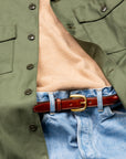 Tory Leather Classic Bridle Leather Belt 1″ Brass Buckle Oakbark